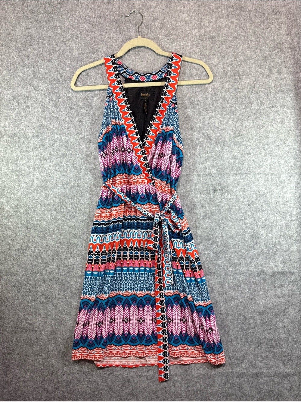 Laundry By Shelli Segal Geometric Tank Dress - Women 8 - Black Label Pink Blue